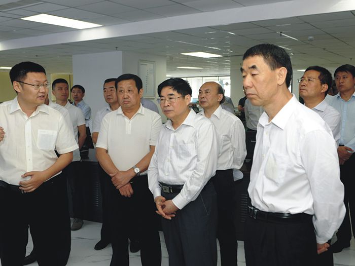 农村工作领导小组副组长袁纯清（右二）一行莅临青青草短视频APP园农资交易平台考察调研